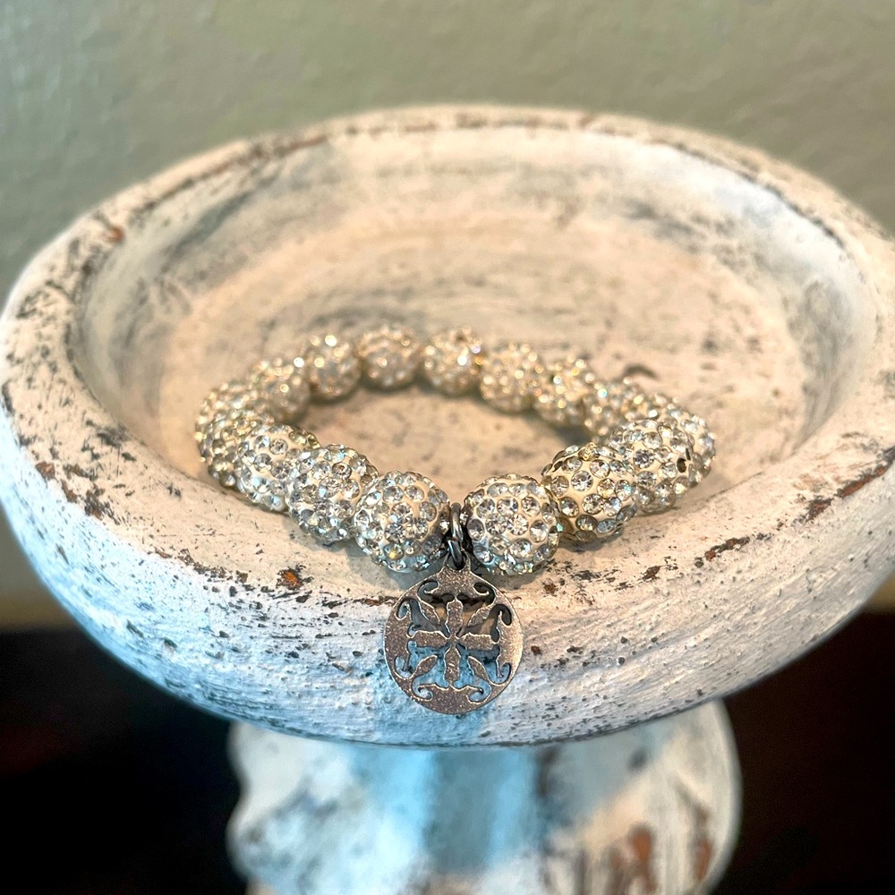 Rustic Cuff Silver Sparkle Bead Bracelet